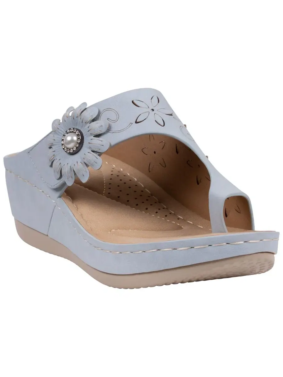 Сандалии-клипсы Skylar с цветочной розеткой GC Shoes — изображение 1 из 5, синий