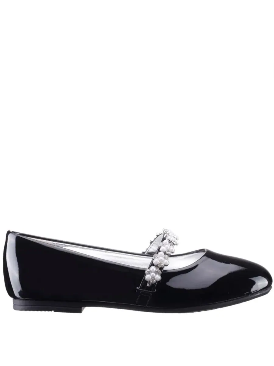 Балетки для девочек с кристаллами и жемчугом JOANSIE by Nina Shoes — изображение 2 из 7, черный
