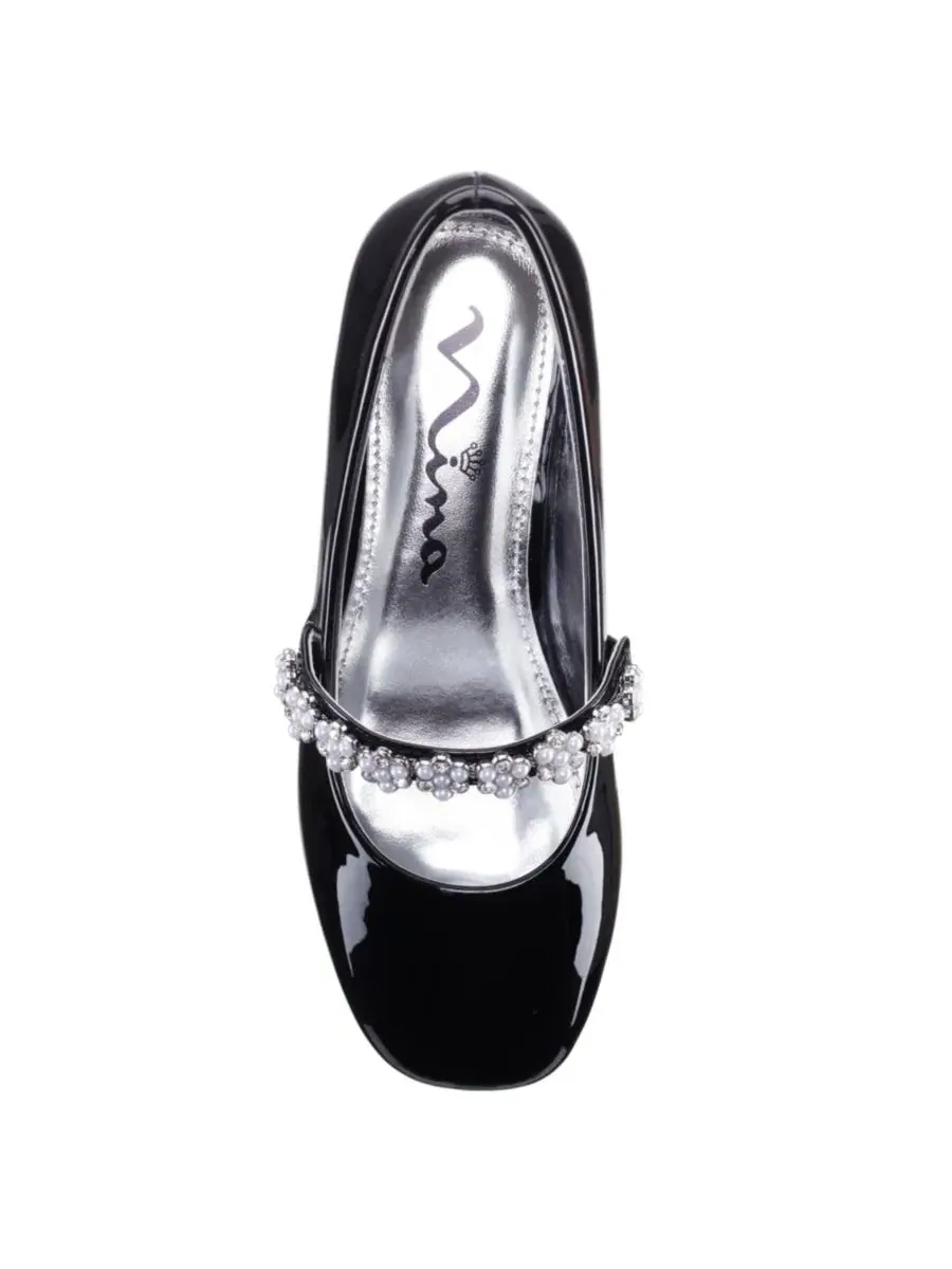 Балетки для девочек с кристаллами и жемчугом JOANSIE by Nina Shoes — изображение 6 из 7, черный