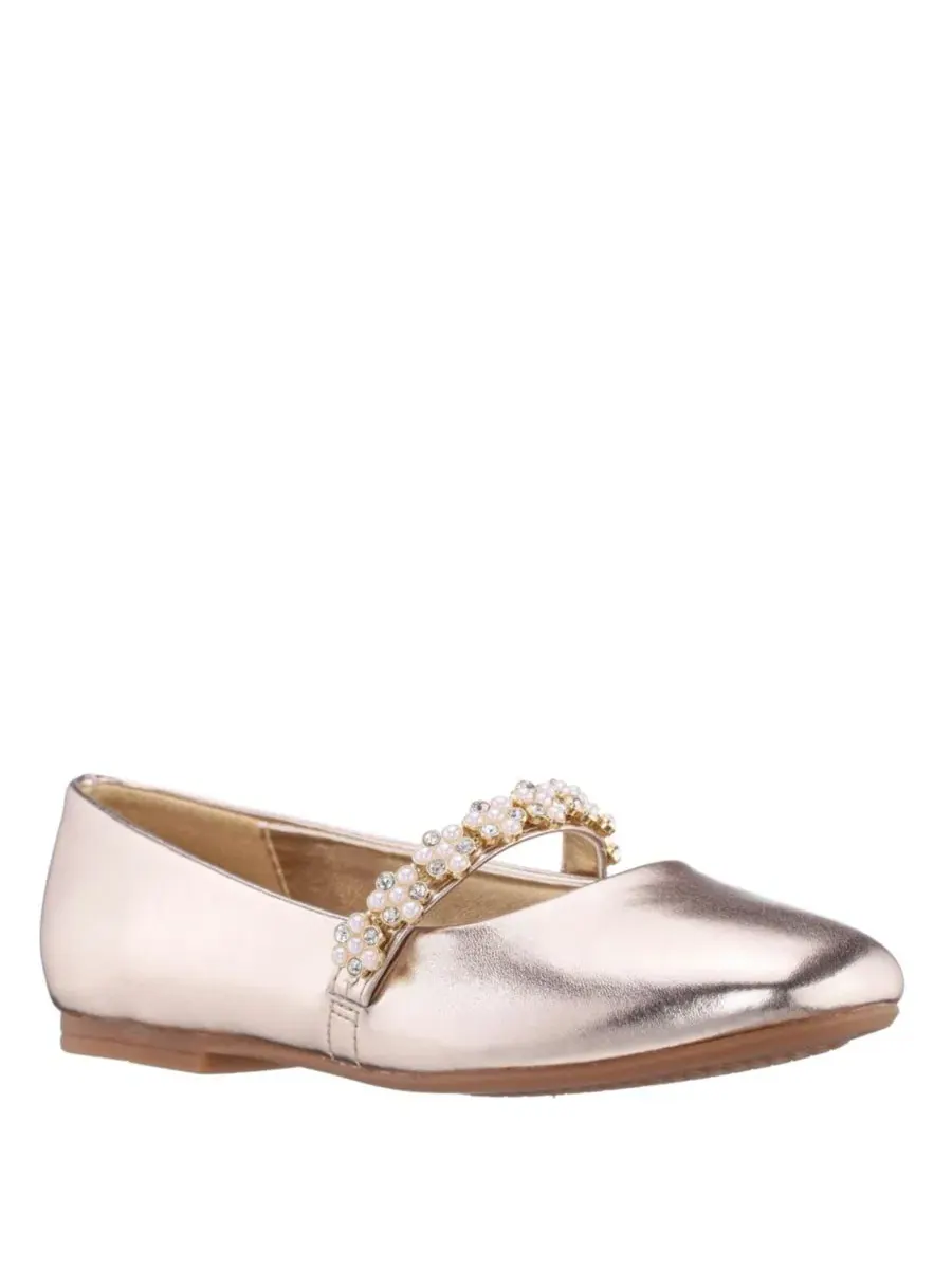 Балетки для девочек с кристаллами и жемчугом, модель JOANSIE by Nina Shoes Nina — изображение 1 из 7, светлый золотистый