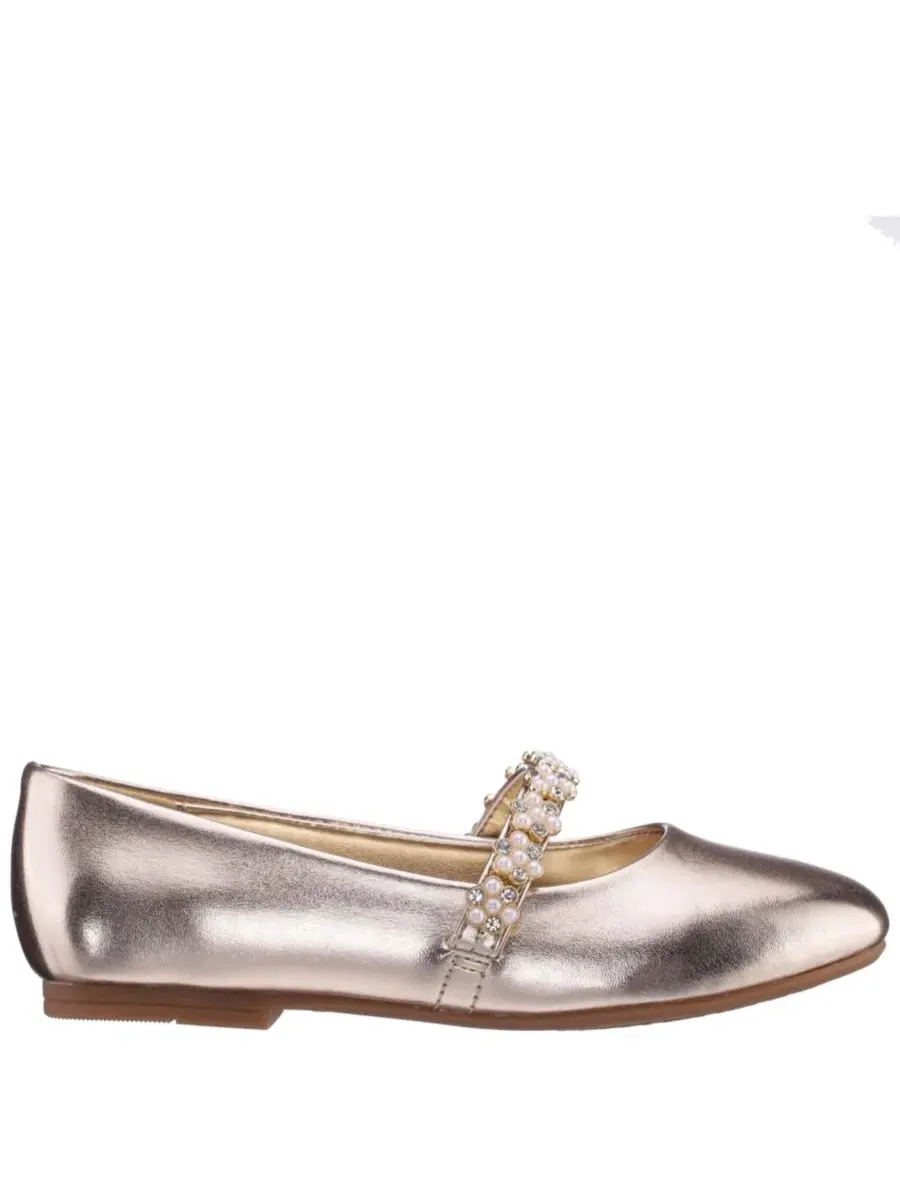 Балетки для девочек с кристаллами и жемчугом, модель JOANSIE by Nina Shoes Nina — изображение 2 из 7, светлый золотистый