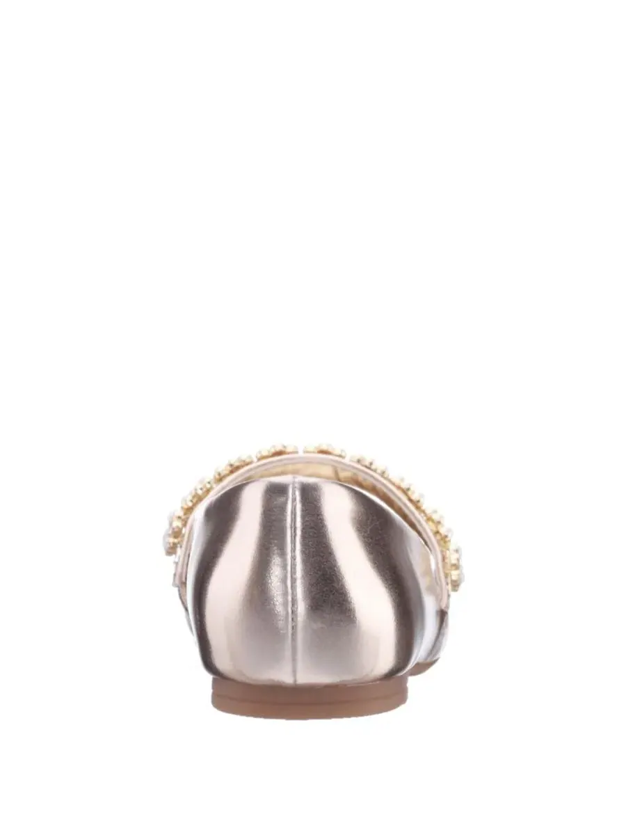 Балетки для девочек с кристаллами и жемчугом, модель JOANSIE by Nina Shoes Nina — изображение 4 из 7, светлый золотистый
