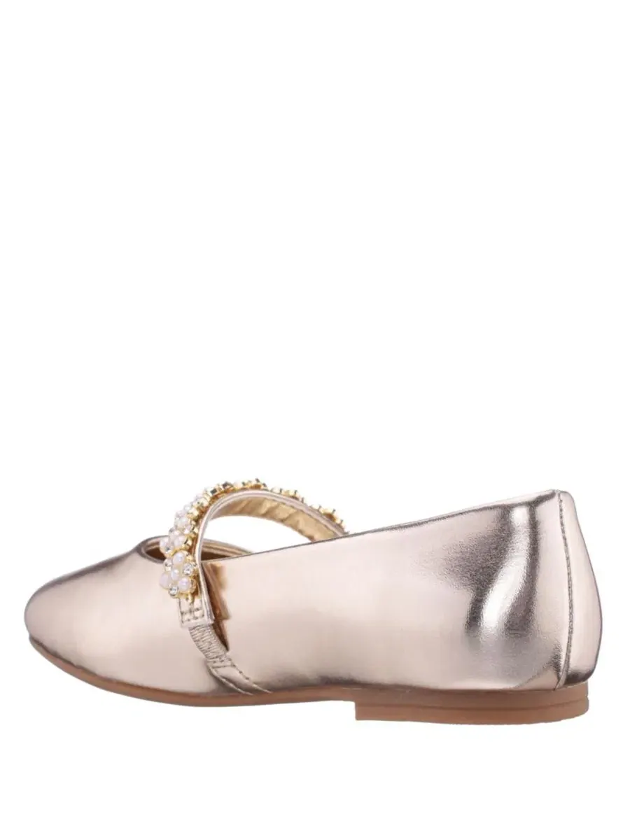 Балетки для девочек с кристаллами и жемчугом, модель JOANSIE by Nina Shoes Nina — изображение 5 из 7, светлый золотистый