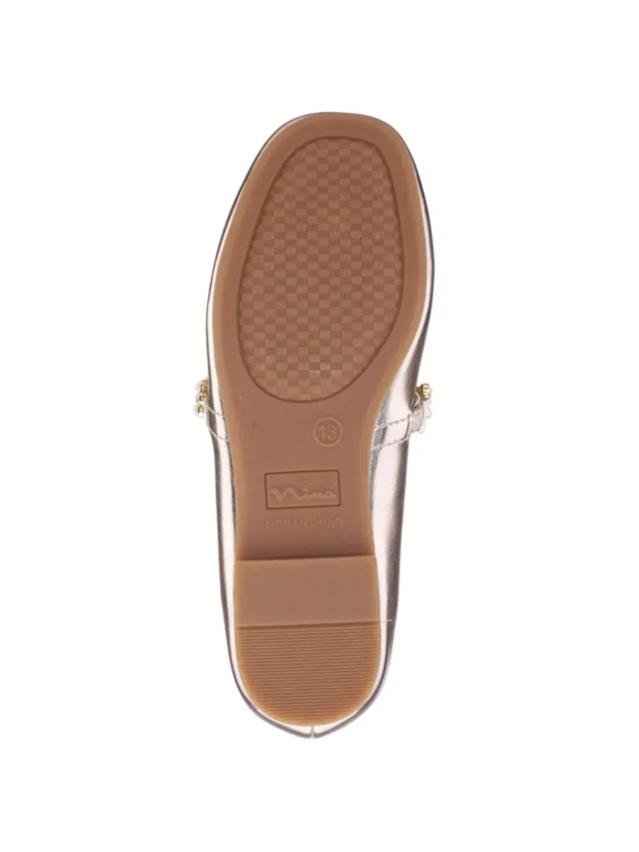 Балетки для девочек с кристаллами и жемчугом, модель JOANSIE by Nina Shoes Nina — изображение 7 из 7, светлый золотистый