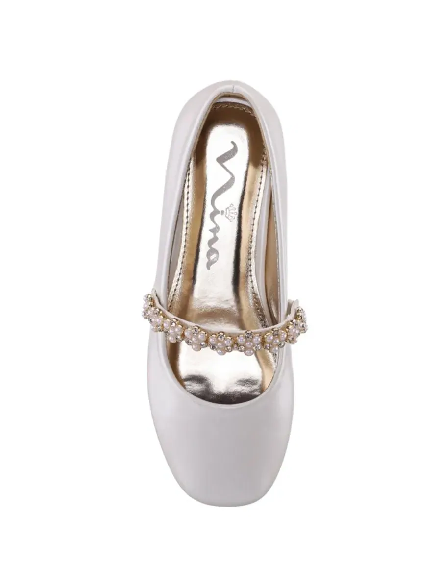 Балетки для девочек с перламутровым блеском, модель Pearlized Ballet Dress Shoe Nina — изображение 6 из 7, белый