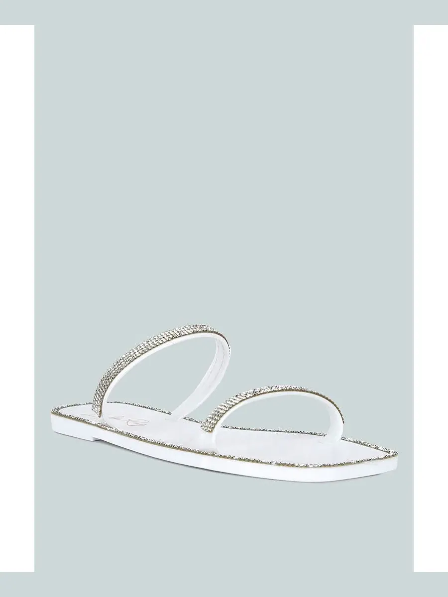 Босоножки-слайды с кристаллами Fenta Diamante Detail London Rag — изображение 1 из 5, белый