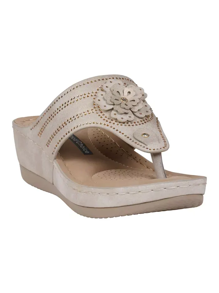 Женские босоножки Cora на платформе с цветочным декором GC Shoes — изображение 1 из 5, светлый золотистый