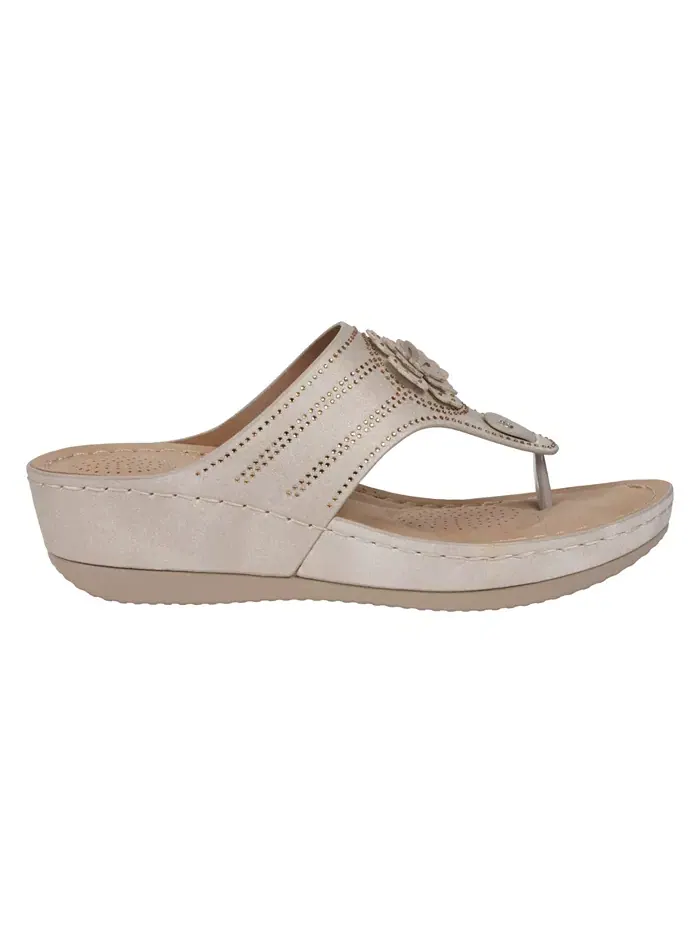 Женские босоножки Cora на платформе с цветочным декором GC Shoes — изображение 2 из 5, светлый золотистый