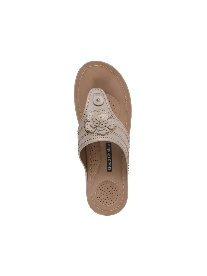 Женские босоножки Cora на платформе с цветочным декором GC Shoes — изображение 4 из 5, светлый золотистый