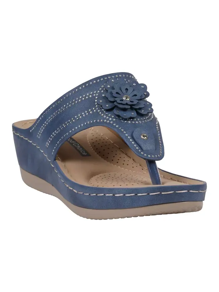 Женские босоножки Cora на платформе с цветочным декором GC Shoes — изображение 1 из 5, синий
