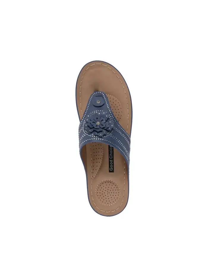 Женские босоножки Cora на платформе с цветочным декором GC Shoes — изображение 4 из 5, синий