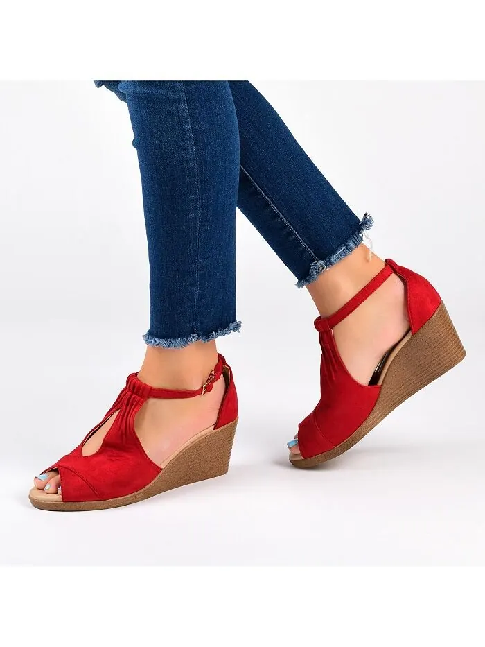 Женские босоножки на танкетке Kedzie Journee Collection — изображение 7 из 8, черный