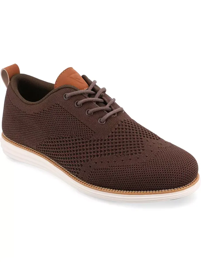 Мужские классические туфли-оксфорды Ezra Tru Comfort Foam Knit Wingtip Vance Co. — изображение 1 из 6, коричневый