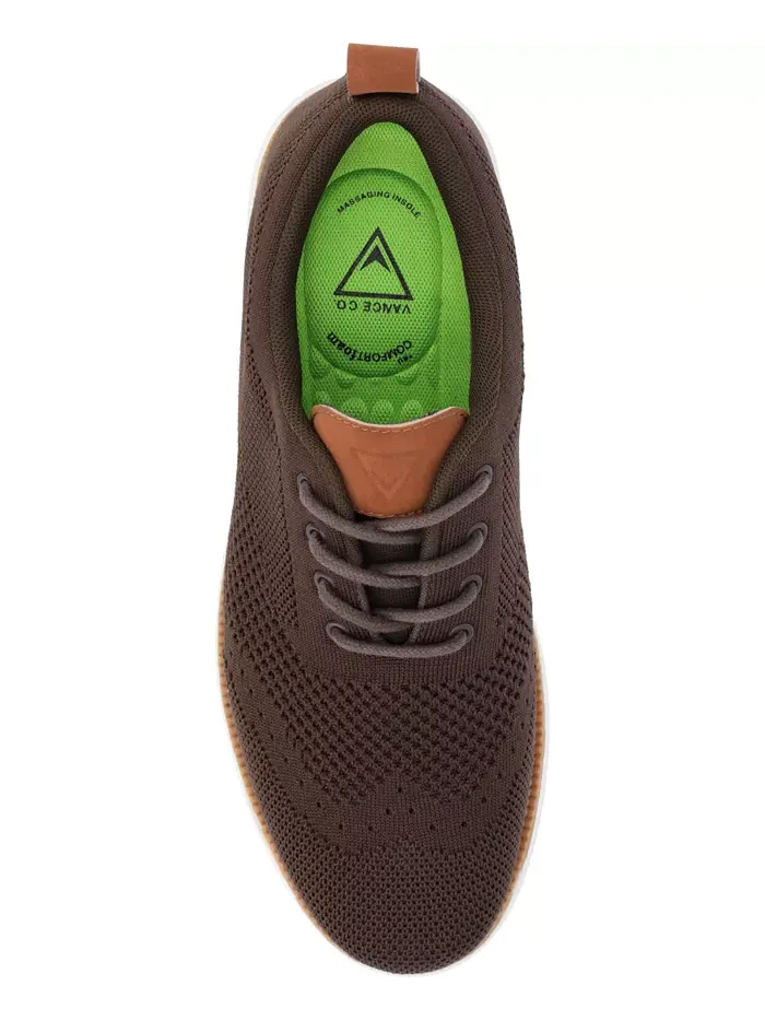 Мужские классические туфли-оксфорды Ezra Tru Comfort Foam Knit Wingtip Vance Co. — изображение 4 из 6, коричневый