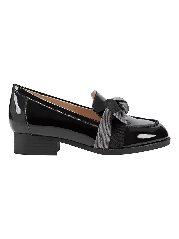 Женские лоферы Lindio Bow Slip On с бантом Bandolino — изображение 2 из 5, серый/черный