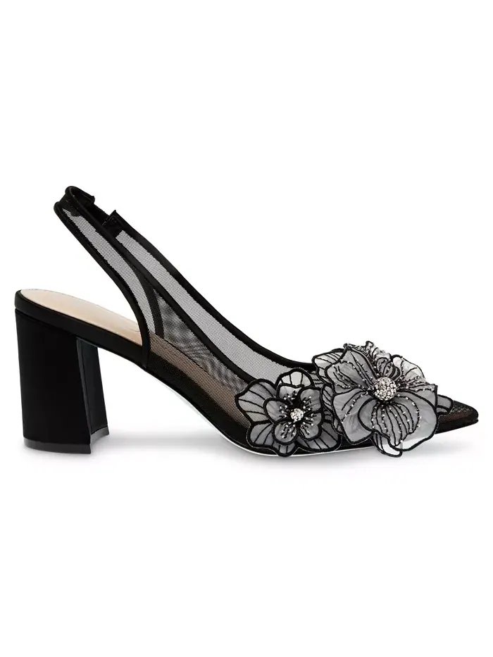 Женские туфли-лодочки Petra Flower Applique Slingback Betsey Johnson — изображение 2 из 6, черный