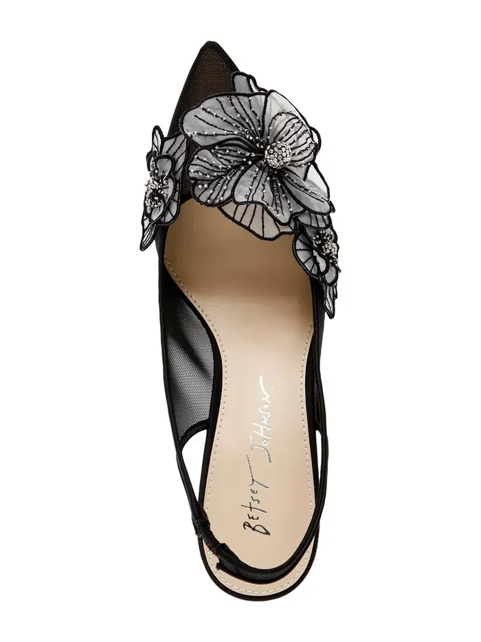 Женские туфли-лодочки Petra Flower Applique Slingback Betsey Johnson — изображение 4 из 6, черный