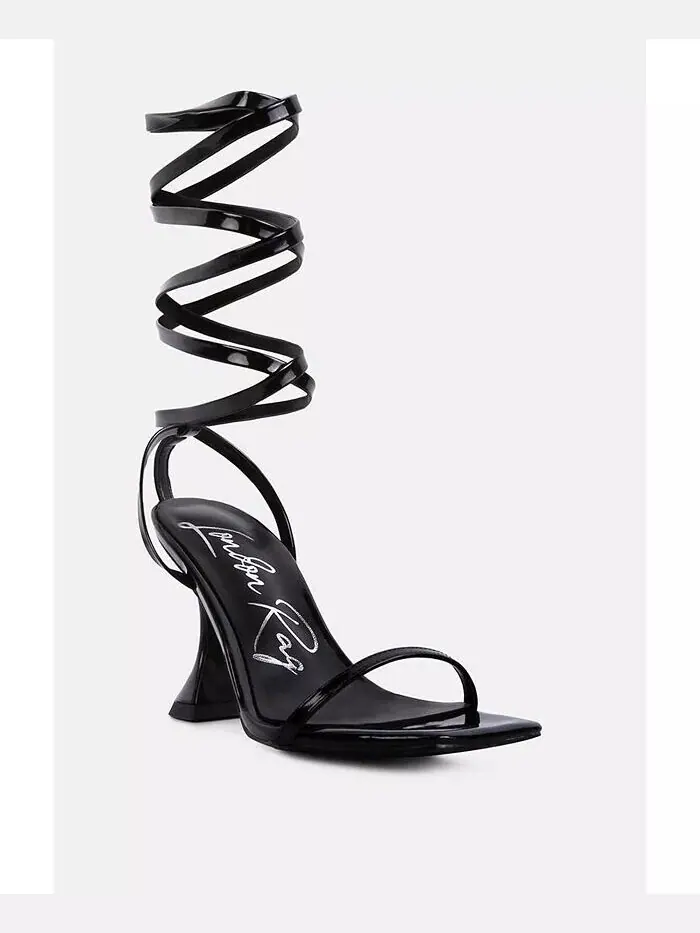 Женские босоножки Lewk Strappy Tie Up Spool Heel London Rag — изображение 2 из 5, черный