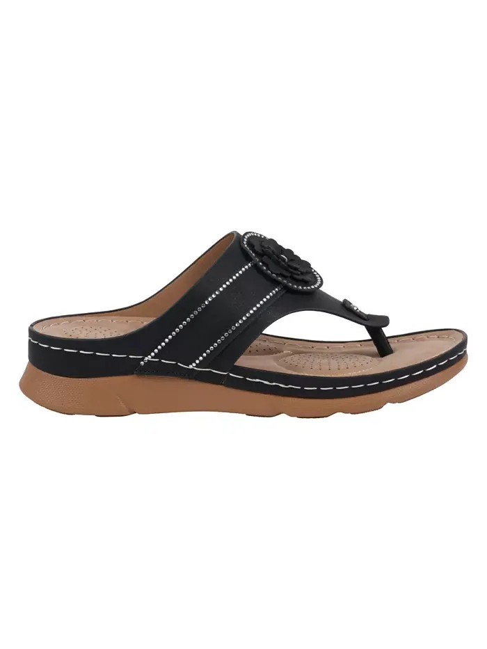 Женские плоские сандалии Vickie Flower Thong GC Shoes — изображение 2 из 5, черный