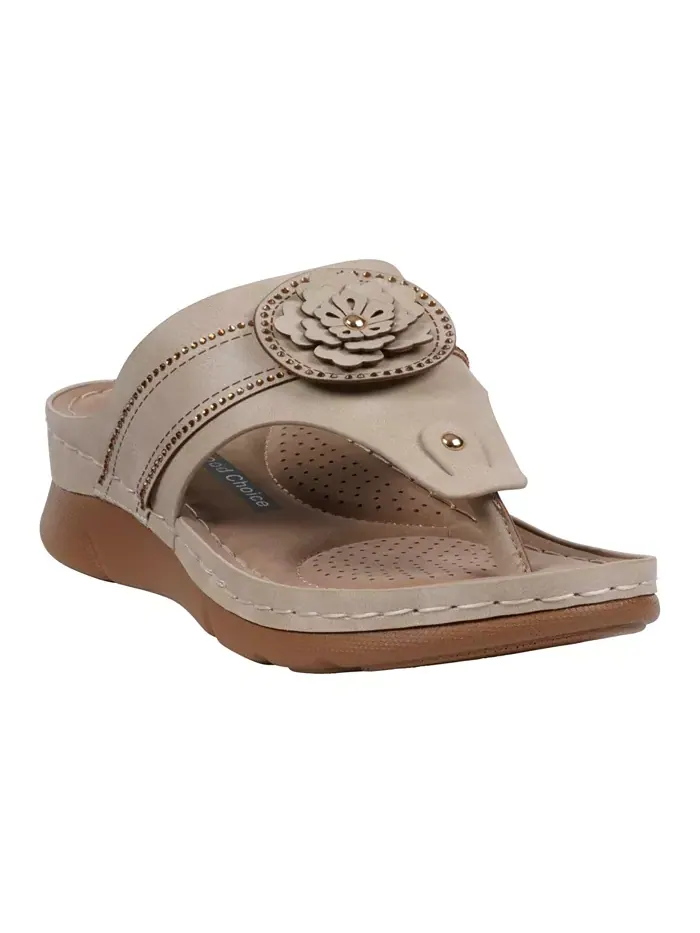 Женские плоские сандалии Vickie Flower Thong GC Shoes — изображение 1 из 5, золото