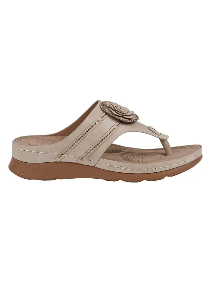 Женские плоские сандалии Vickie Flower Thong GC Shoes — изображение 2 из 5, золото