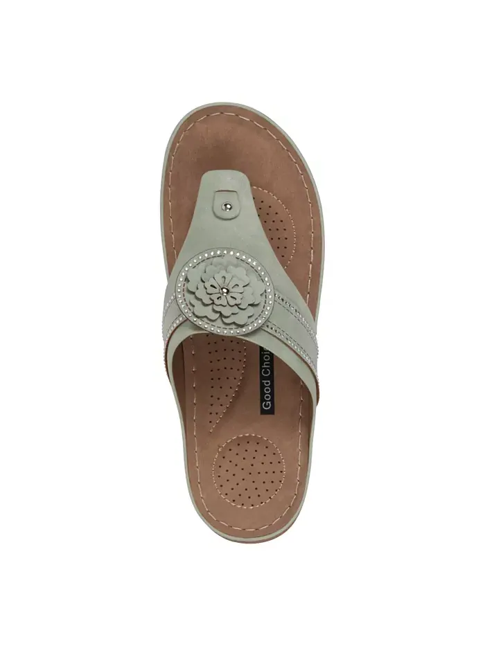 Женские плоские сандалии Vickie Flower Thong GC Shoes — изображение 4 из 5, шалфейный