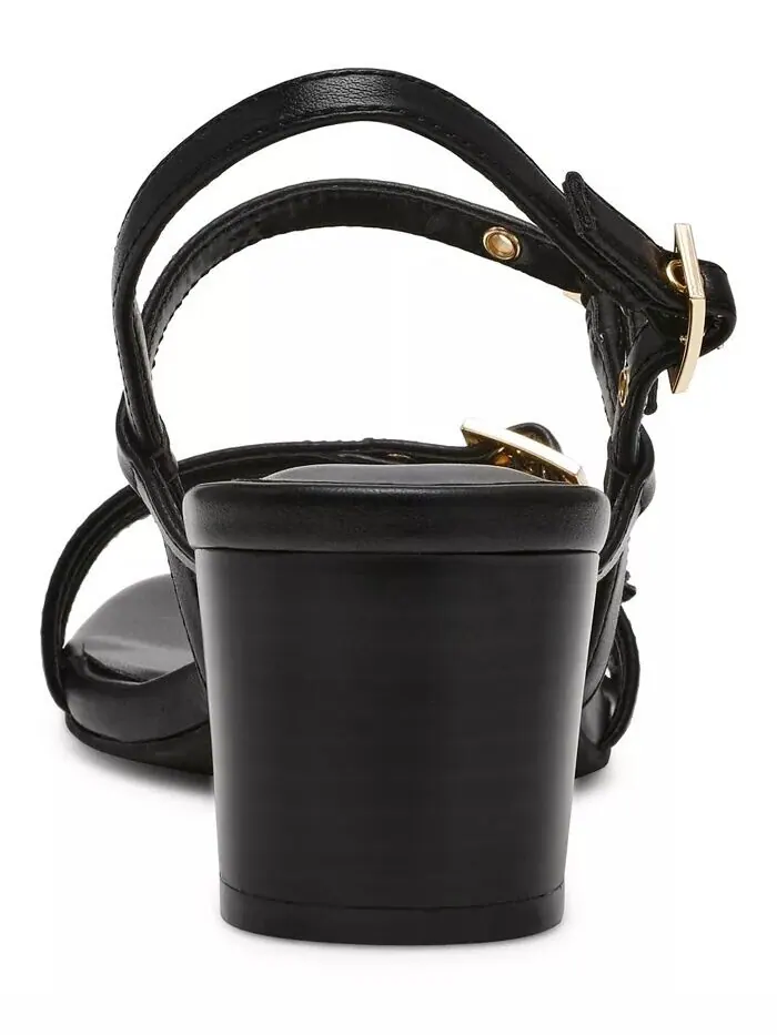 Женские босоножки Mackenzie Strappy Buckle Heel Dress Sandals Anne Klein — изображение 3 из 8, черный