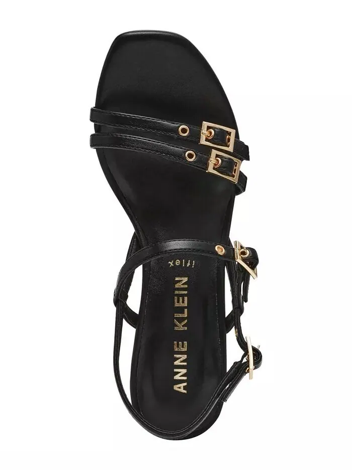 Женские босоножки Mackenzie Strappy Buckle Heel Dress Sandals Anne Klein — изображение 4 из 8, черный