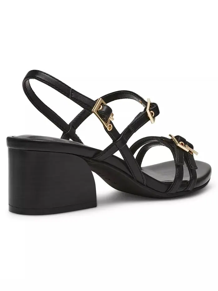 Женские босоножки Mackenzie Strappy Buckle Heel Dress Sandals Anne Klein — изображение 6 из 8, черный