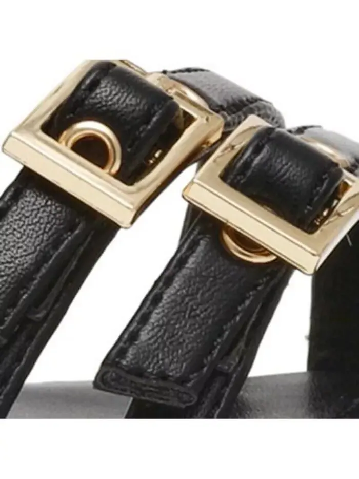 Женские босоножки Mackenzie Strappy Buckle Heel Dress Sandals Anne Klein — изображение 8 из 8, черный