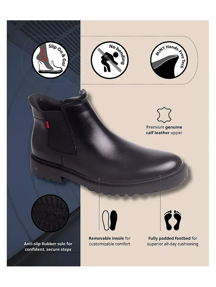 Кожаные ботинки челси Hudson Yards 2.0 с технологией Hands-Free Slip On Marc Joseph New York — изображение 3 из 6, черный