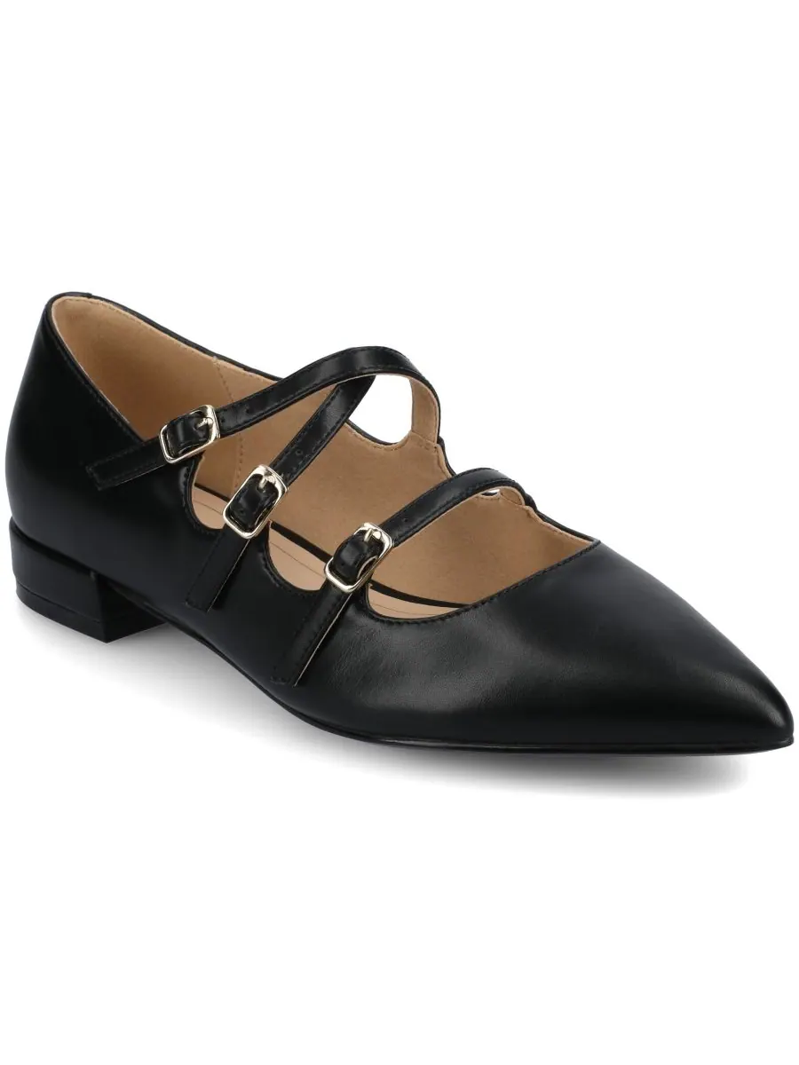 Женские балетки Gretel Strappy Mary Jane с острым носком Journee Collection — изображение 1 из 5, черный