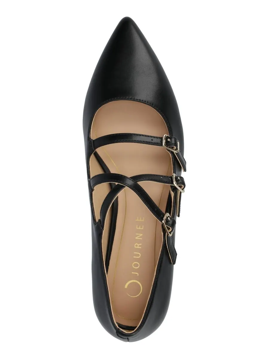 Женские балетки Gretel Strappy Mary Jane с острым носком Journee Collection — изображение 4 из 5, черный