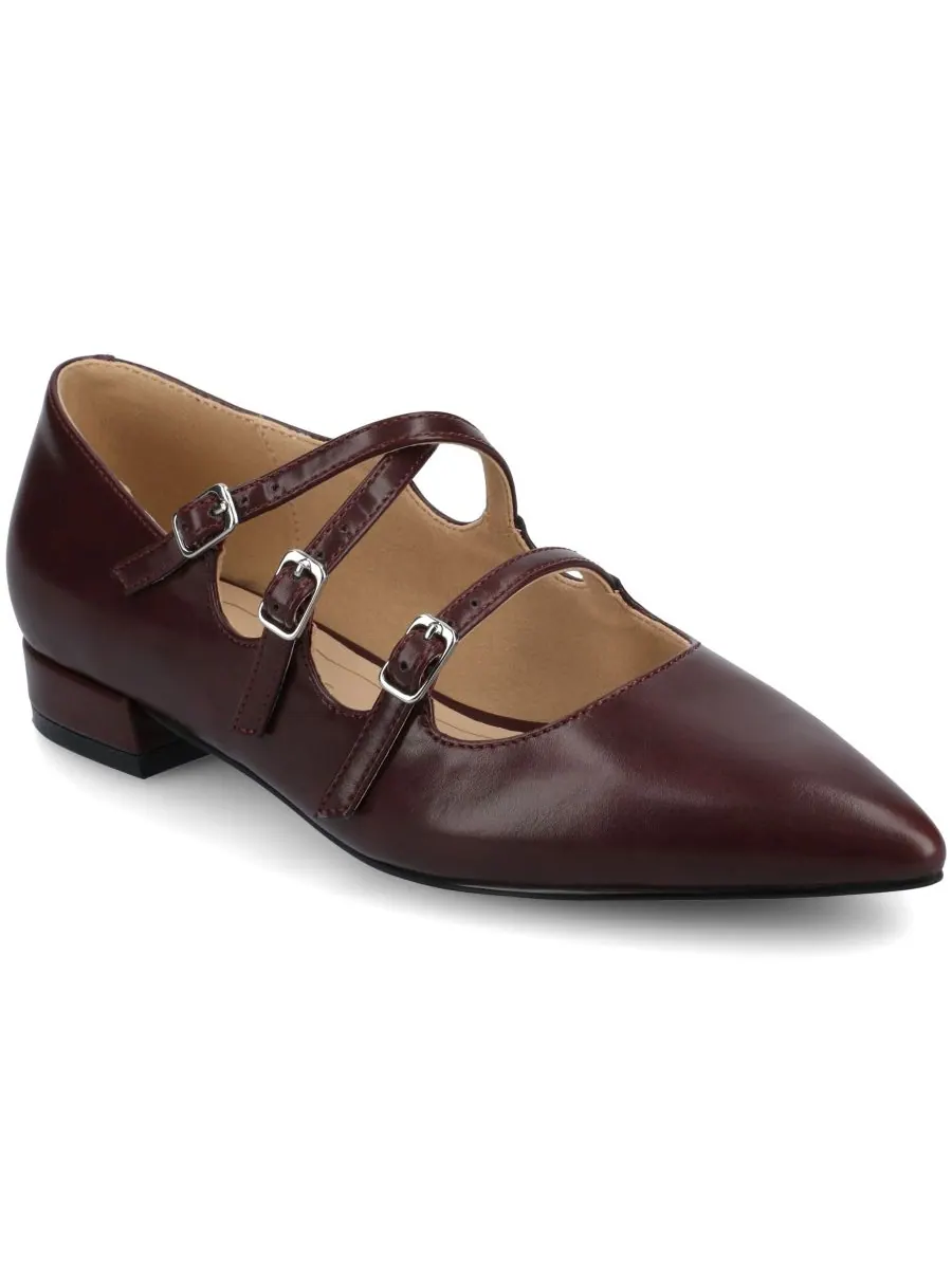 Женские балетки Gretel Strappy Mary Jane с острым носком Journee Collection — изображение 1 из 6, бордовый