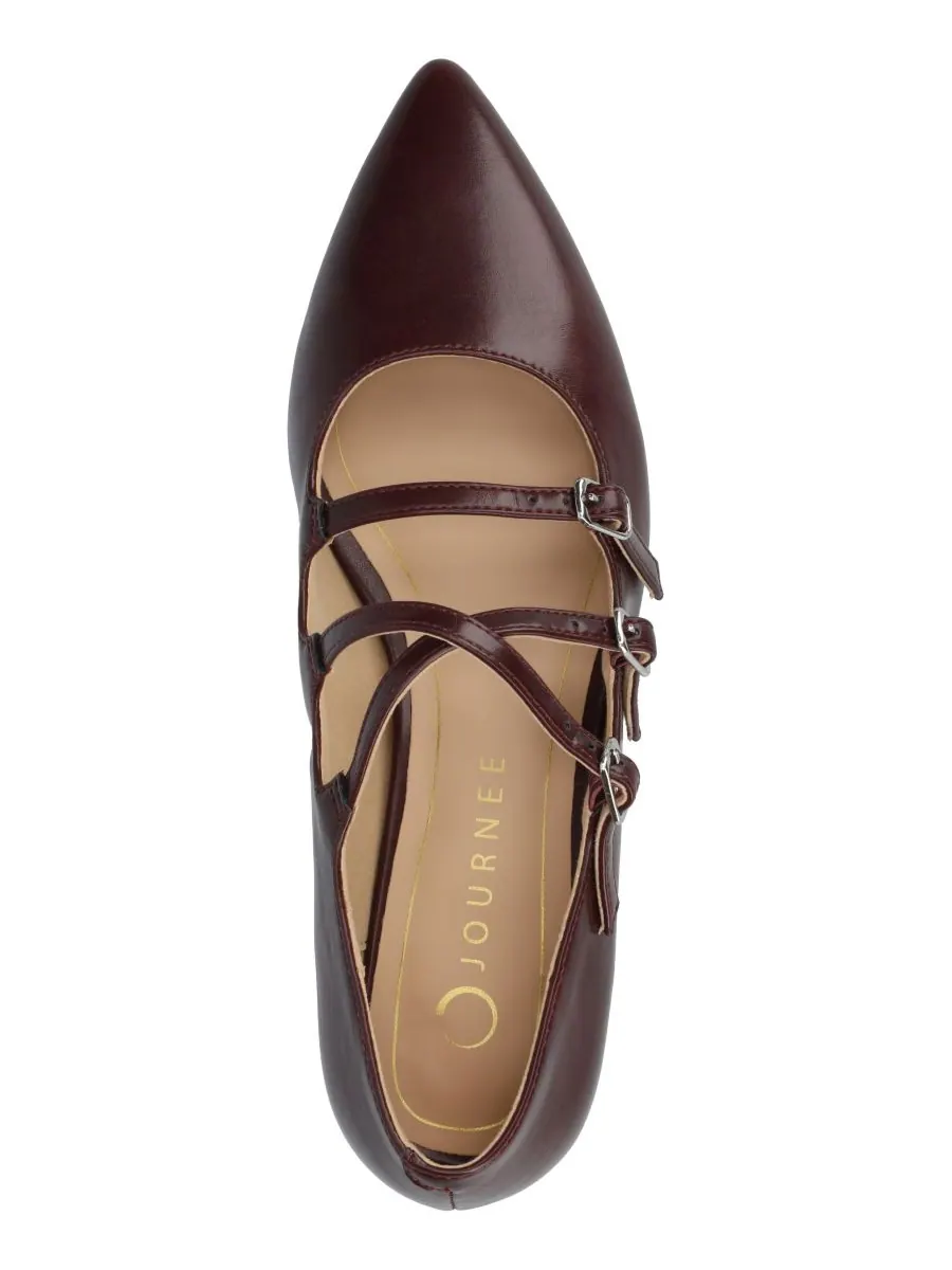 Женские балетки Gretel Strappy Mary Jane с острым носком Journee Collection — изображение 4 из 6, бордовый