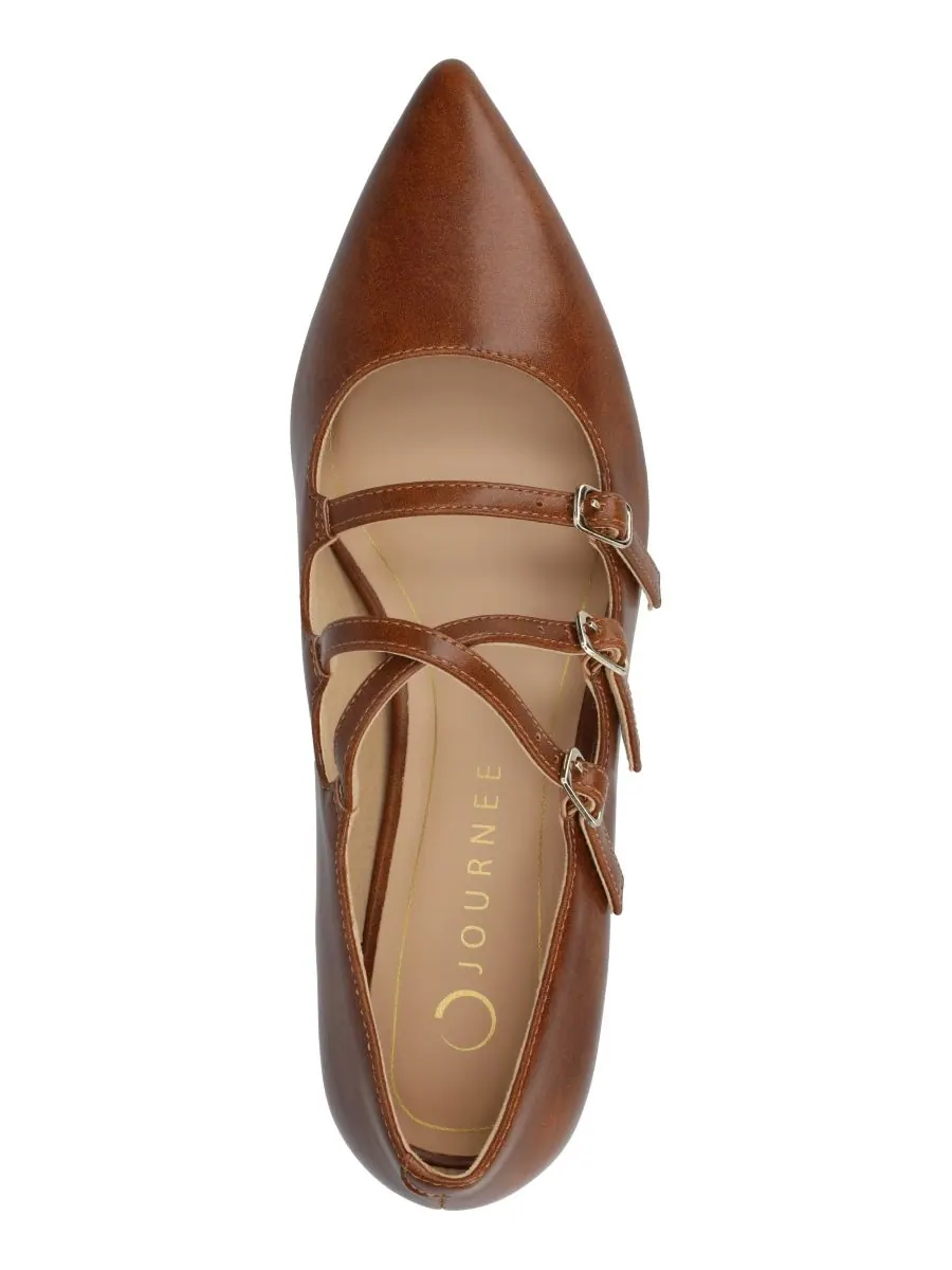 Женские балетки Gretel Strappy Mary Jane с острым носком Journee Collection — изображение 4 из 5, коричневый