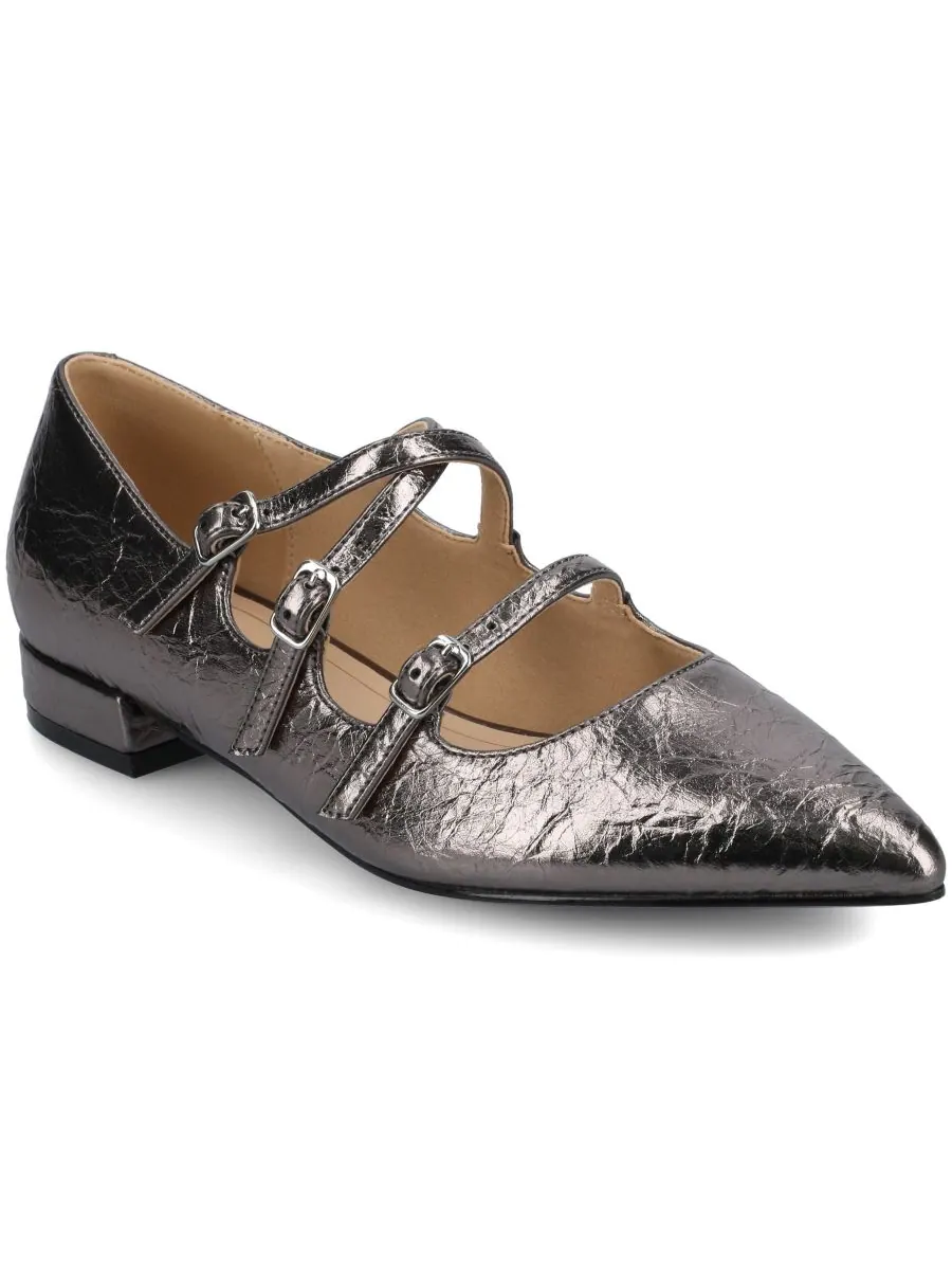 Женские балетки Gretel Strappy Mary Jane с острым носком Journee Collection — изображение 1 из 4, серебристый
