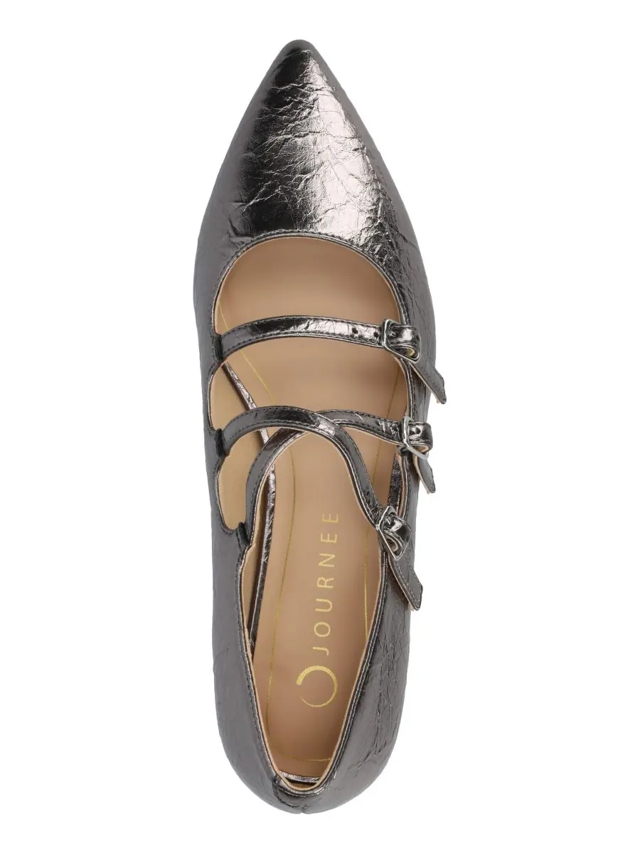 Женские балетки Gretel Strappy Mary Jane с острым носком Journee Collection — изображение 4 из 4, серебристый