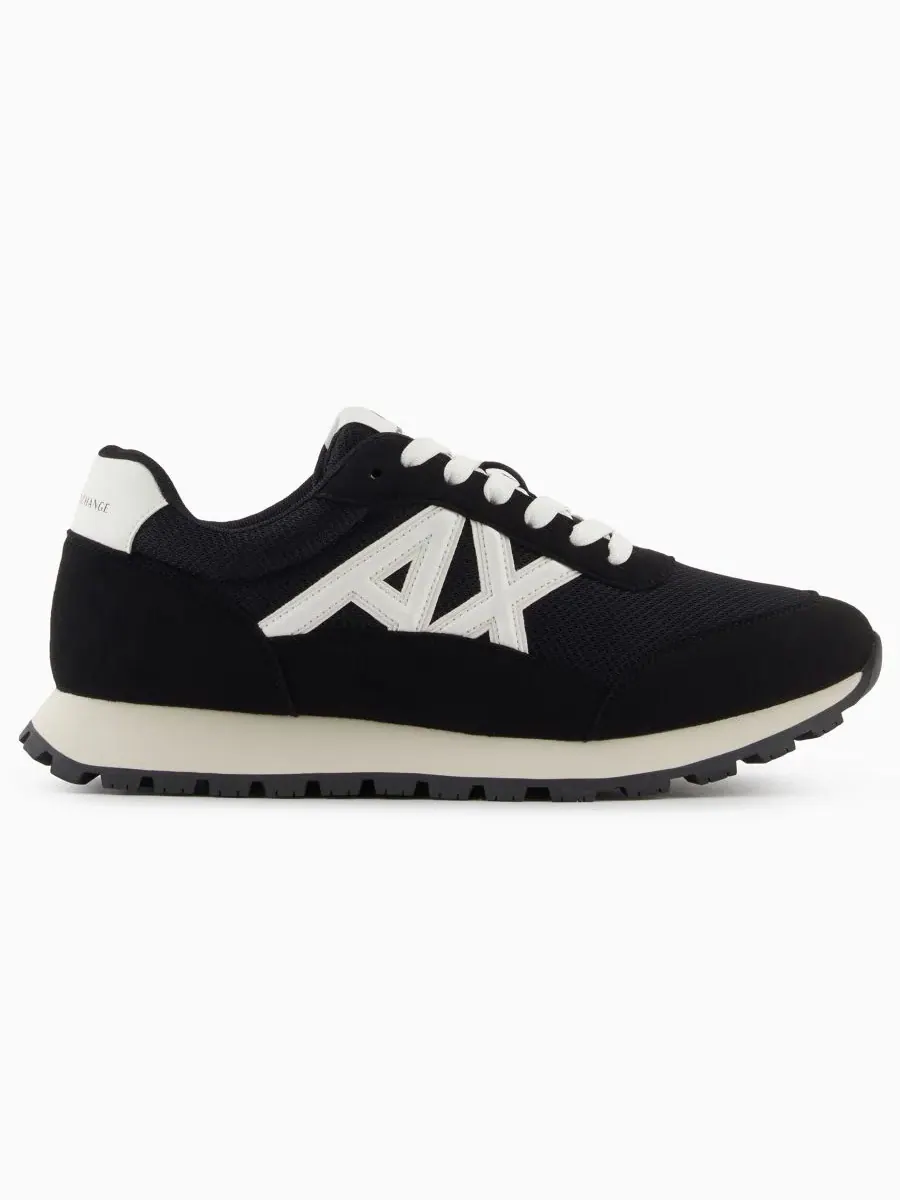 Мужские сетчатые кроссовки с логотипом Drop A|X Armani Exchange — изображение 1 из 6, черный/белый
