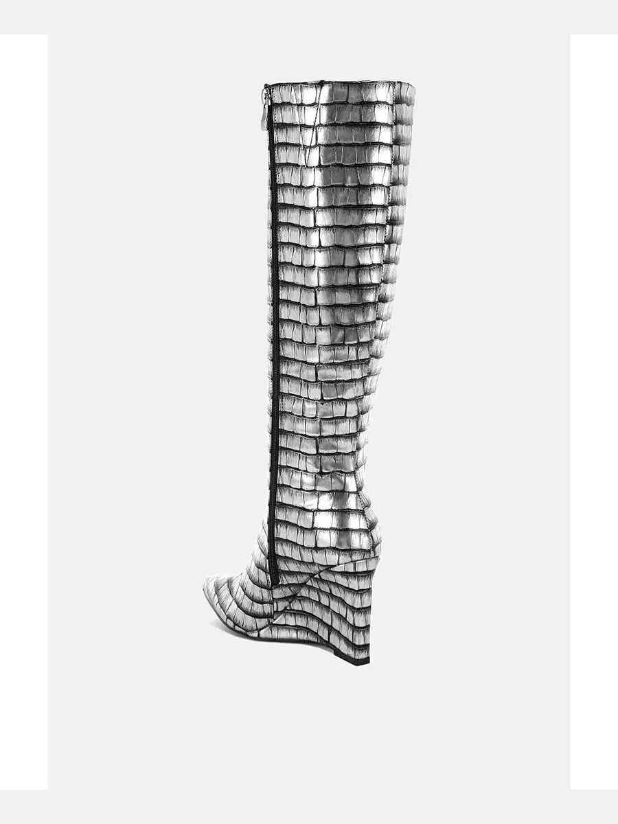 Женские высокие сапоги Bass Head Croco Metallic London Rag — изображение 2 из 6, черный