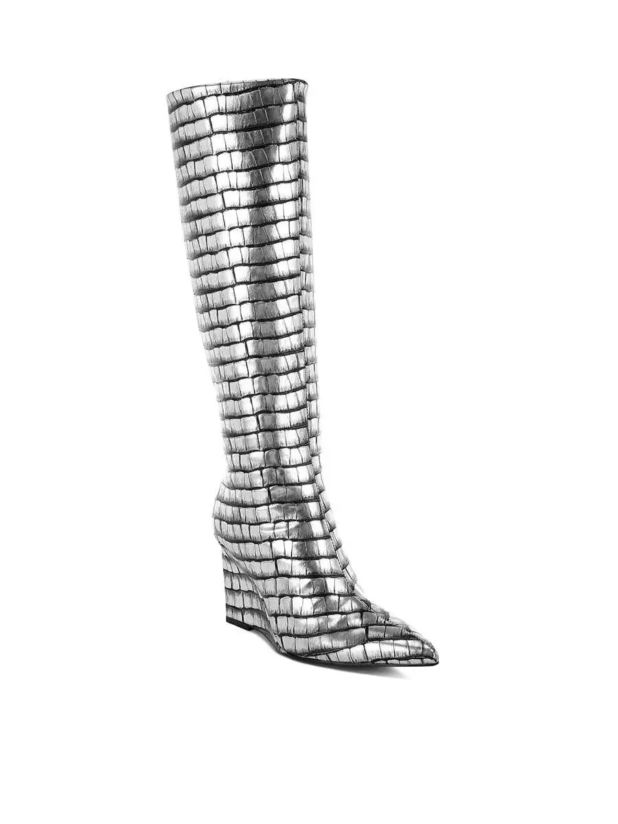 Женские высокие сапоги Bass Head Croco Metallic London Rag — изображение 3 из 6, черный