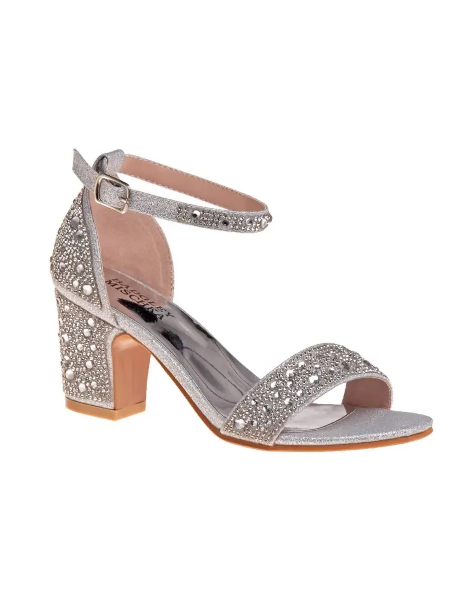 Туфли-лодочки на низком каблуке с пряжкой Badgley Mischka — изображение 1 из 5, серебряный
