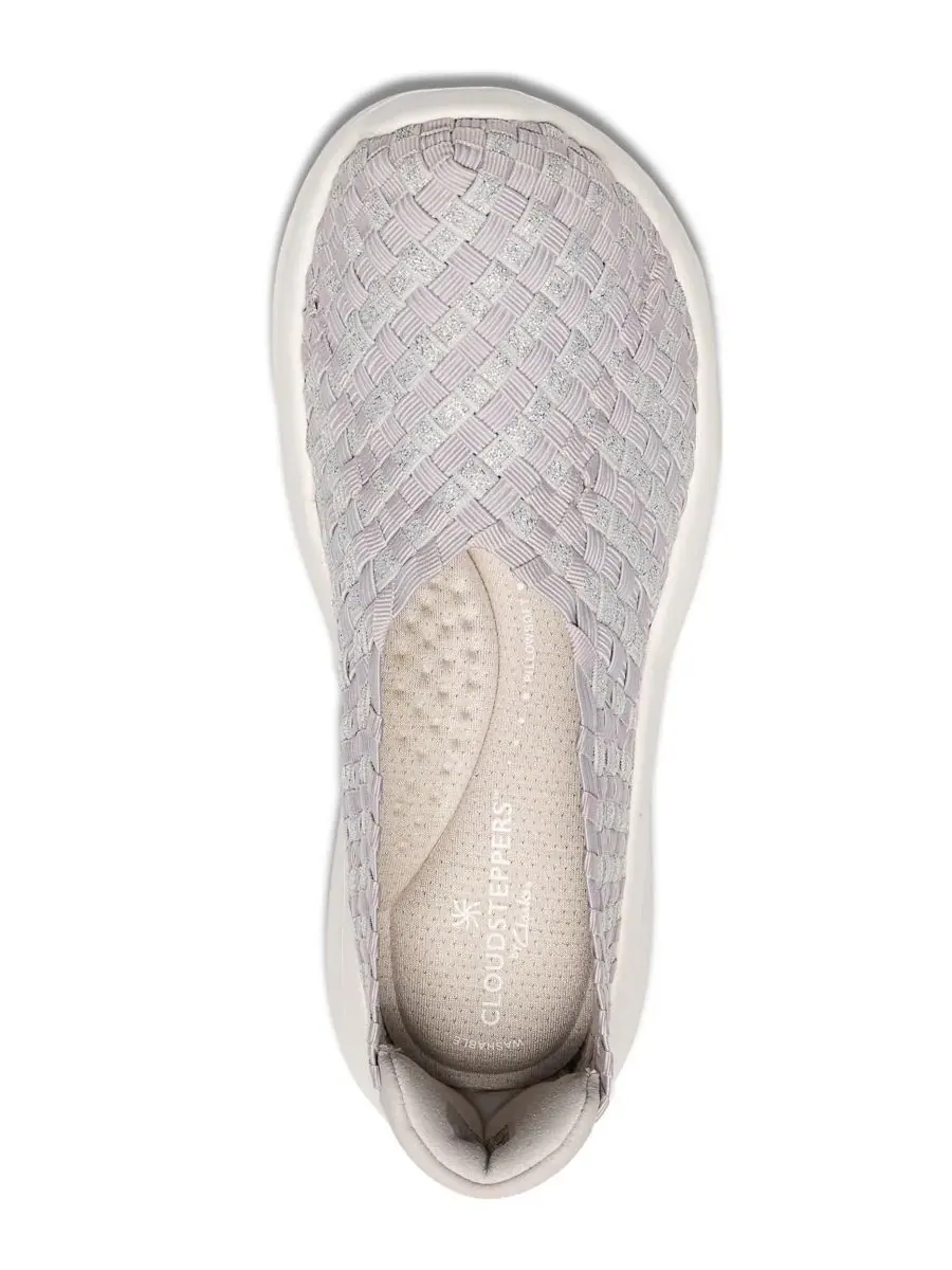 Слипоны женские Clarks Cloudsteppers Solevana Weave, текстильные — изображение 4 из 6, бледный серый