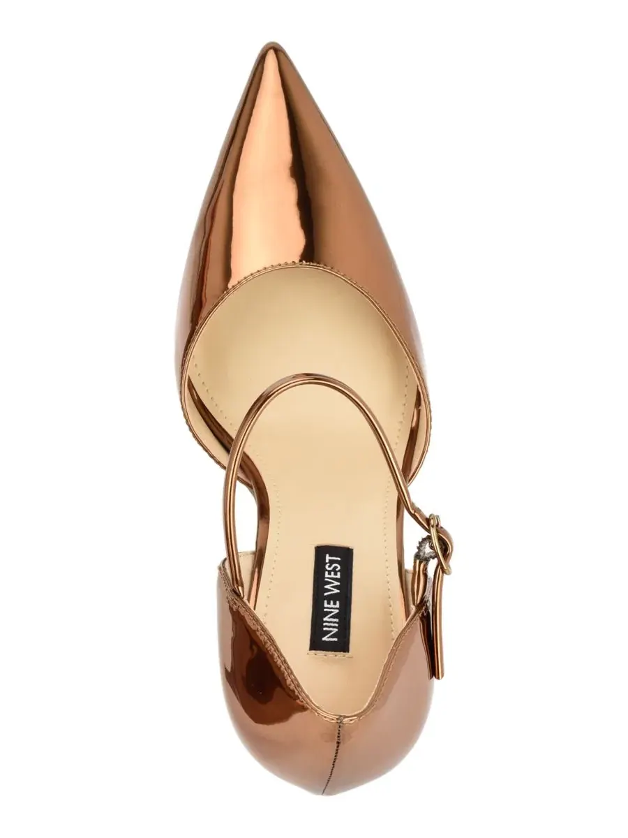 Туфли-лодочки с ремешком-мериджен и каблуком-стилетто, модель Pariss Nine West — изображение 4 из 5, коричневый