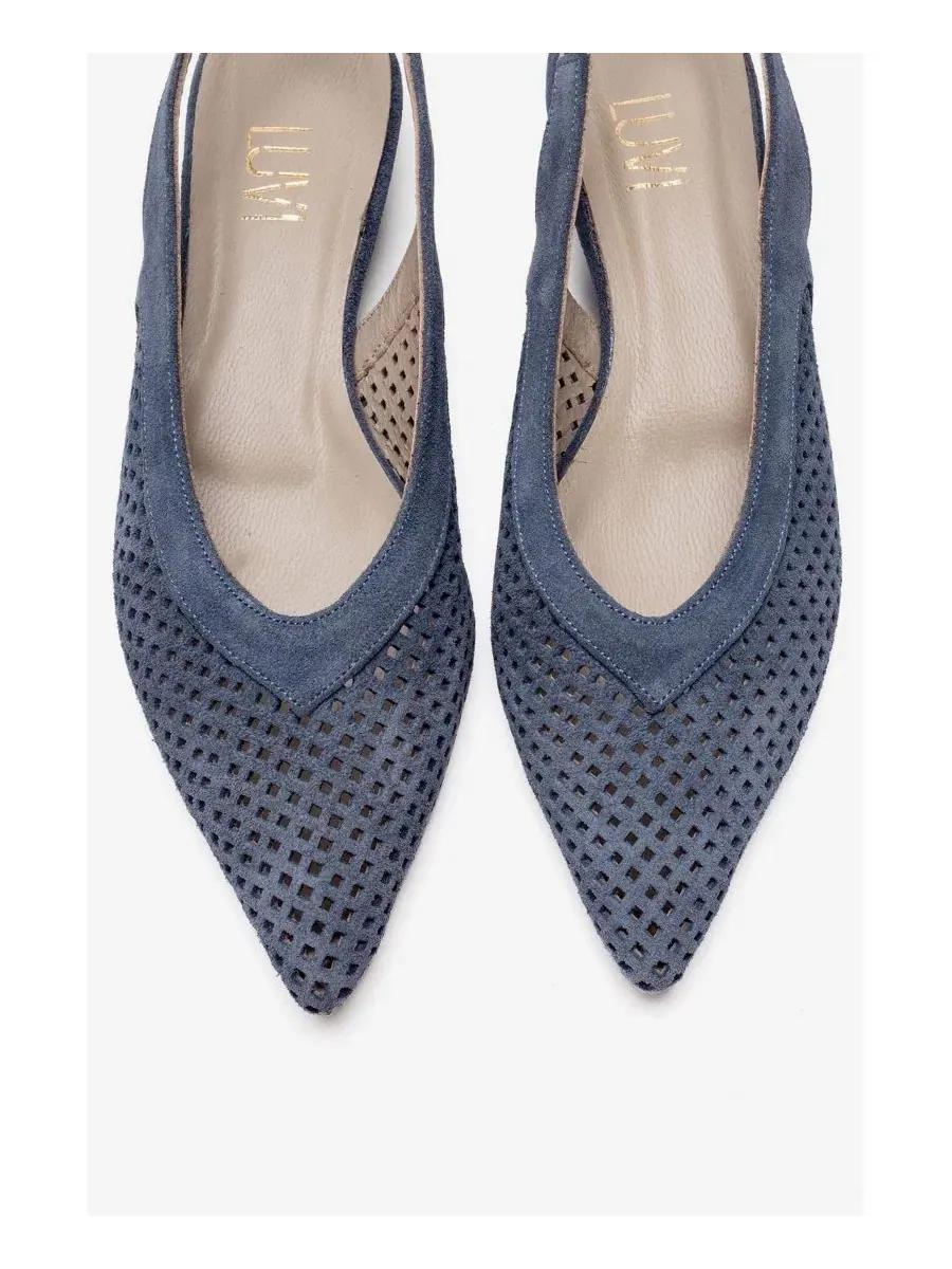 Женские кожаные туфли-лодочки Lieve с открытой пяткой Forever & Always Shoes — изображение 5 из 6, синий