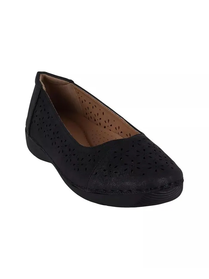 Женские балетки Nysha с круглым носком и лазерной резкой GC Shoes — изображение 1 из 5, черный