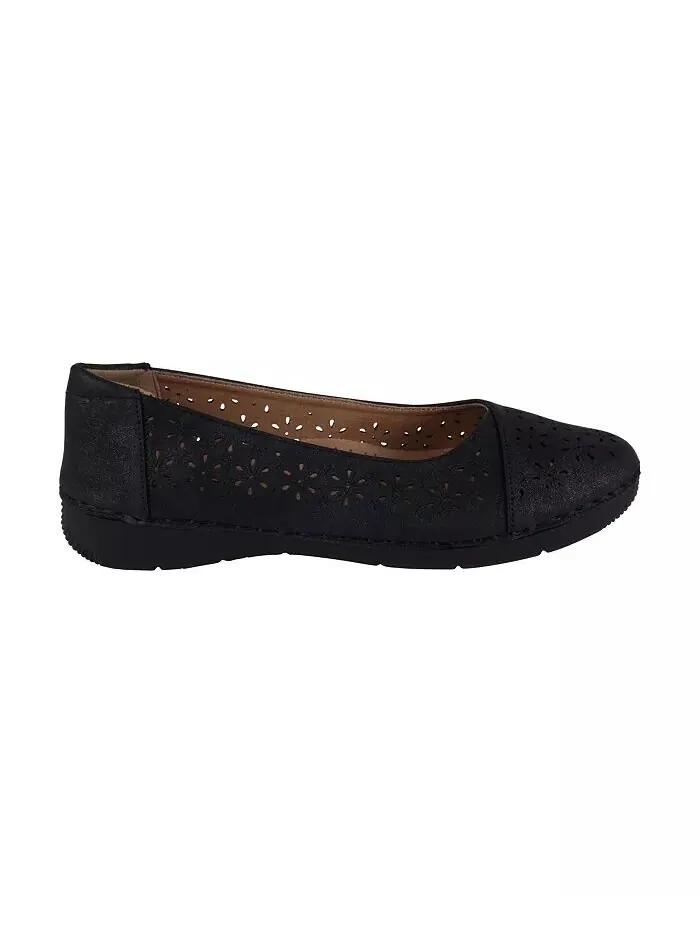 Женские балетки Nysha с круглым носком и лазерной резкой GC Shoes — изображение 2 из 5, черный