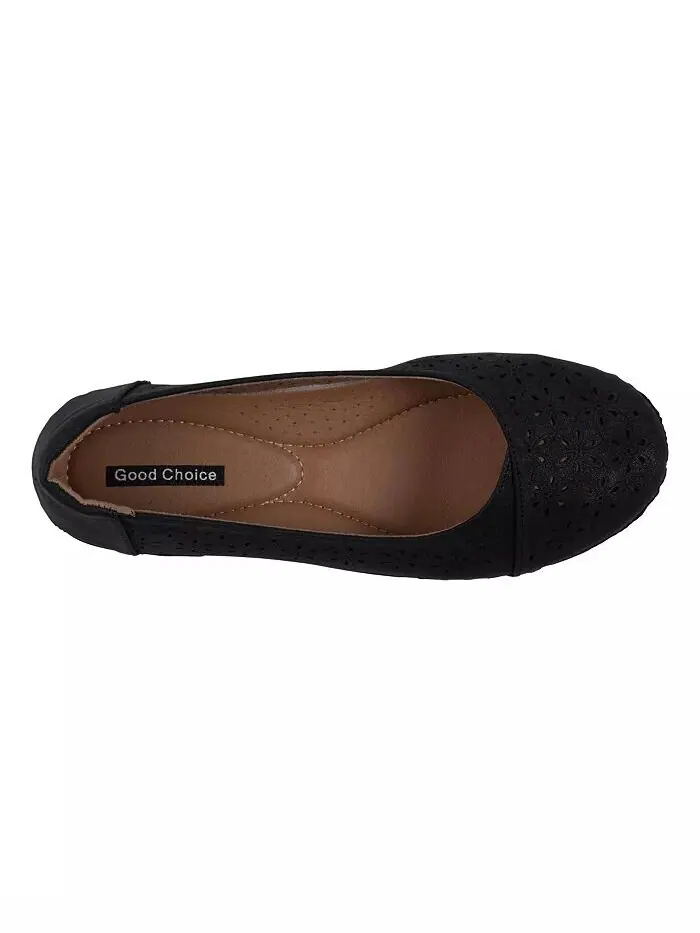 Женские балетки Nysha с круглым носком и лазерной резкой GC Shoes — изображение 4 из 5, черный