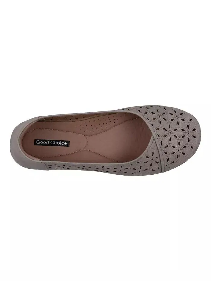 Женские балетки Nysha с круглым носком и лазерной резкой GC Shoes — изображение 4 из 9, серый