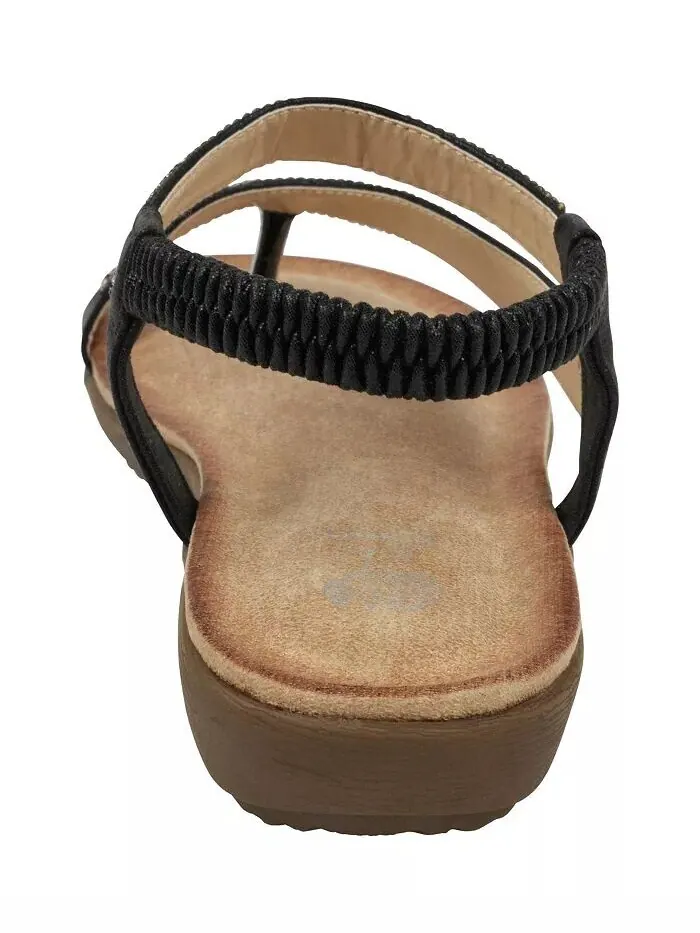 Женские асимметричные сандалии на плоской подошве Reille с украшениями GC Shoes — изображение 3 из 5, черный